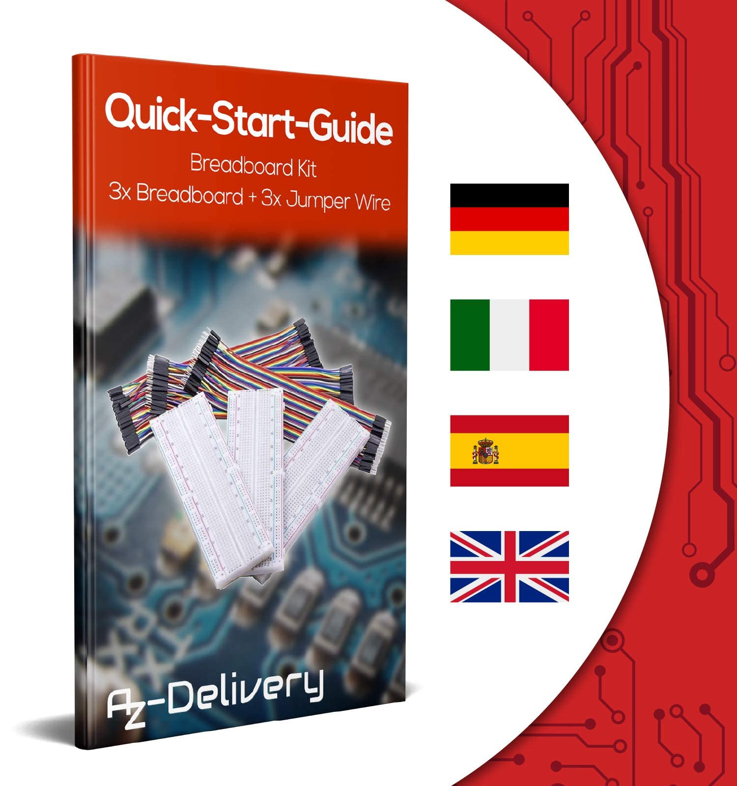 AZDelivery 3 x MB102 Breadboard Kit (Set of 3) 830 TiePoint Solderless Breadboard Prototype