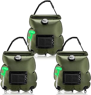 3 Sets Solar Portable Shower Bag 5 Gallons/20l Heating Camping Shower Bag with Removable Hose and On-Off Switchable Head for Hiking Climbing Summer Shower Travel, Beach Swimming
