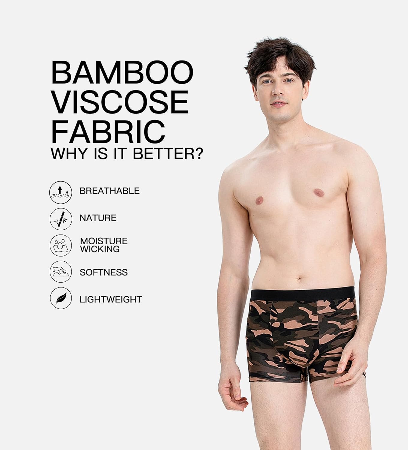 Men's Underwear Boxer Briefs Bamboo Viscose Trunks Soft Comfortable Multipack - Image 3