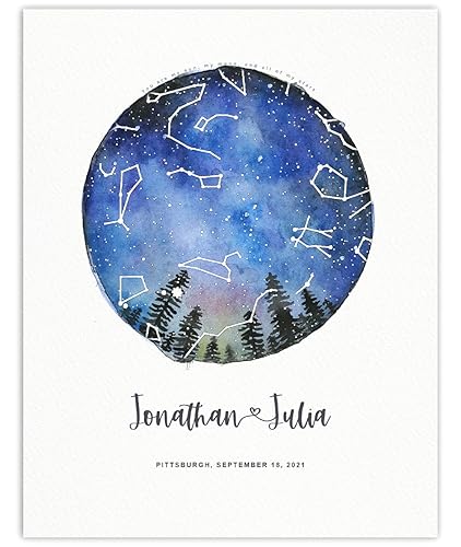 Star Map Specific Date And Time Amazon.com: Personalized Watercolor Star Map For Specific Date Custom Star  Constellation Map Wall Decor Night Sky Painting Art Print Unframed Wedding  Anniversary Gift (Print + Frame Hanger, 12X16) : Handmade Products