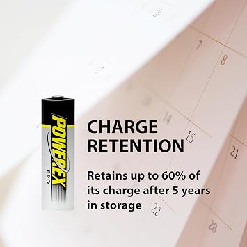 Powerex PRO High Capacity Rechargeable AA NiMH Batteries (1.2V, 2700mAh) - 4-Pack