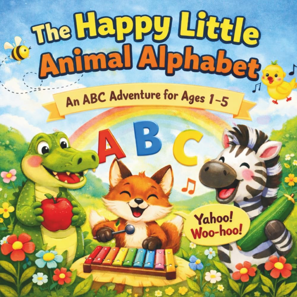 The Happy Animal Alphabet: A Rhyming A to Z Animal Book for Toddlers, Preschoolers, Homeschoolers & Kindergarten, Colorful Animal ABC Storybook for ... Way, Bedtime Learning Stories For Ages 1-5,