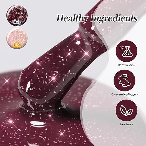 Vista 49 de YTD Likomey Brocade Glitter - Esmalte de uñas de gel que cambia de color, 0.5 onzas líquidas, color rosa intenso a violeta, brillo brillante, cambio