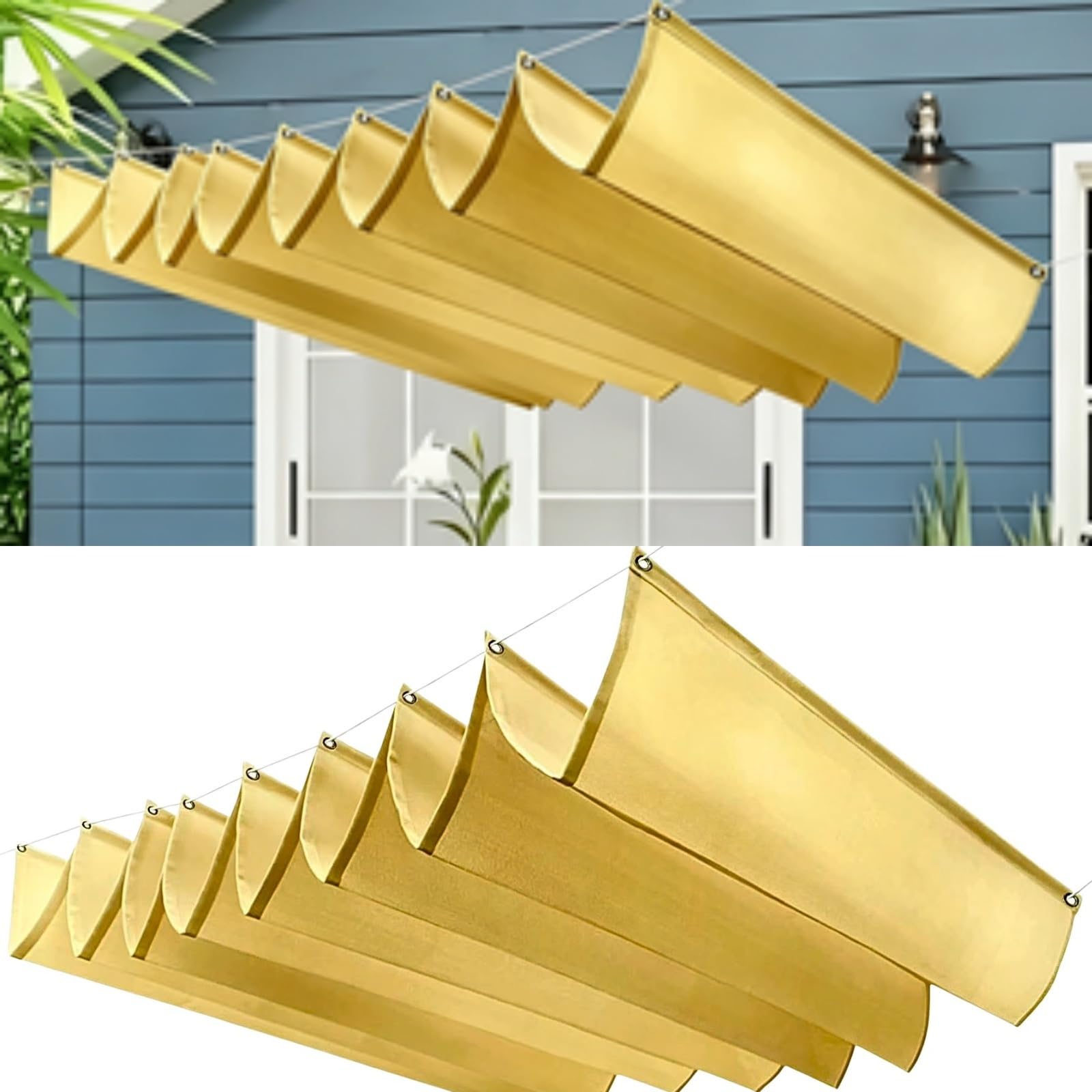 Voile d'ombrage rétractable imperméable et anti-UV pour pergola