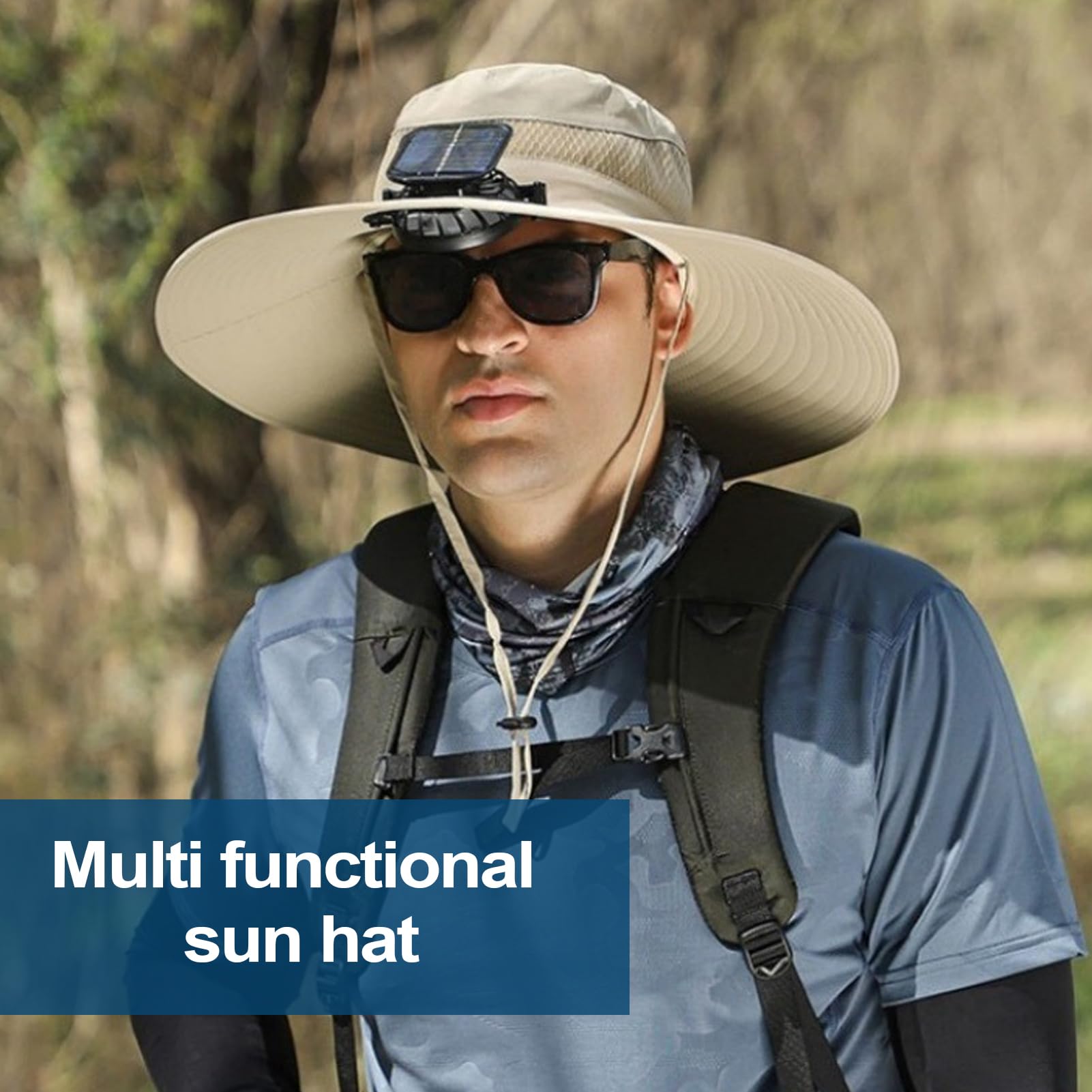 Chapeau avec ventilateurs, casquette à énergie solaire, chapeau à large bord, chapeau de protection rafraîchissant pour une utilisation confortable pendant l'été, la plage, le travail, le jardinage