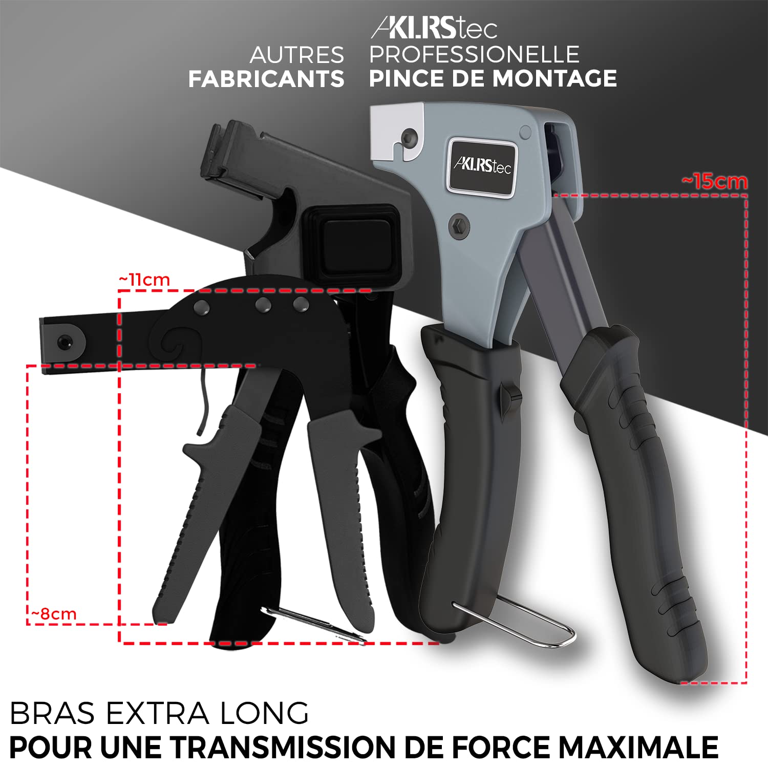 KLRStec Kit de Chevilles de fixation professionelle - Pince de montage pour carton-plâtre y compris chevilles métalliques pour cloisons creuses en 6 tailles différentes