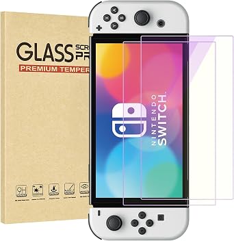 2-Pack Blue Light Blocking Screen Protector for Switch OLED Model 2021 [7 Inch]- Anti Glare, Anti Scratch,Anti Fingerprint, Eye Protection Film,HD Clear, Bubble Free, 9H Hardness