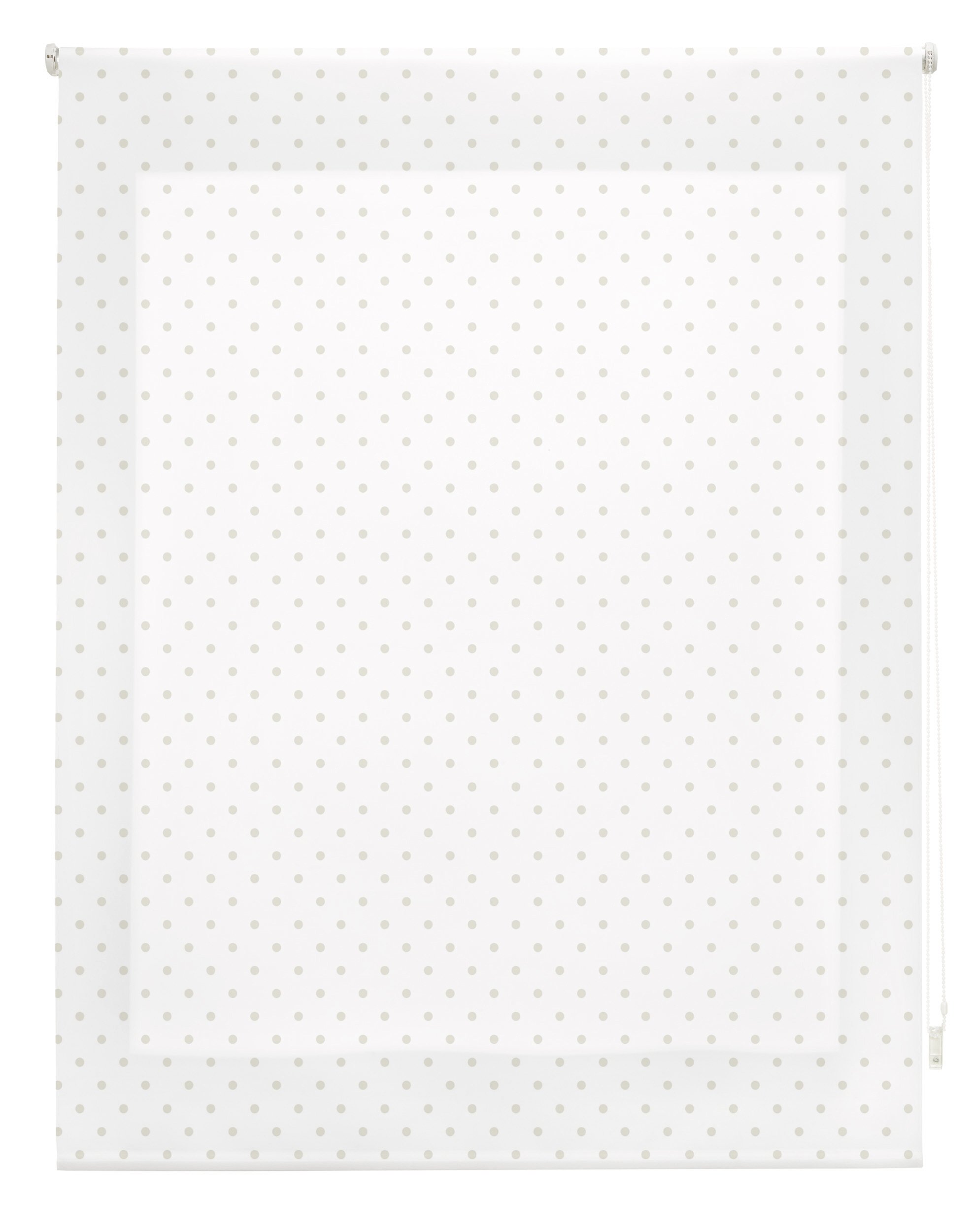 Blindecor Estor Enrollable, Tela, Blanco con motas Beige, 160 x 180 cm