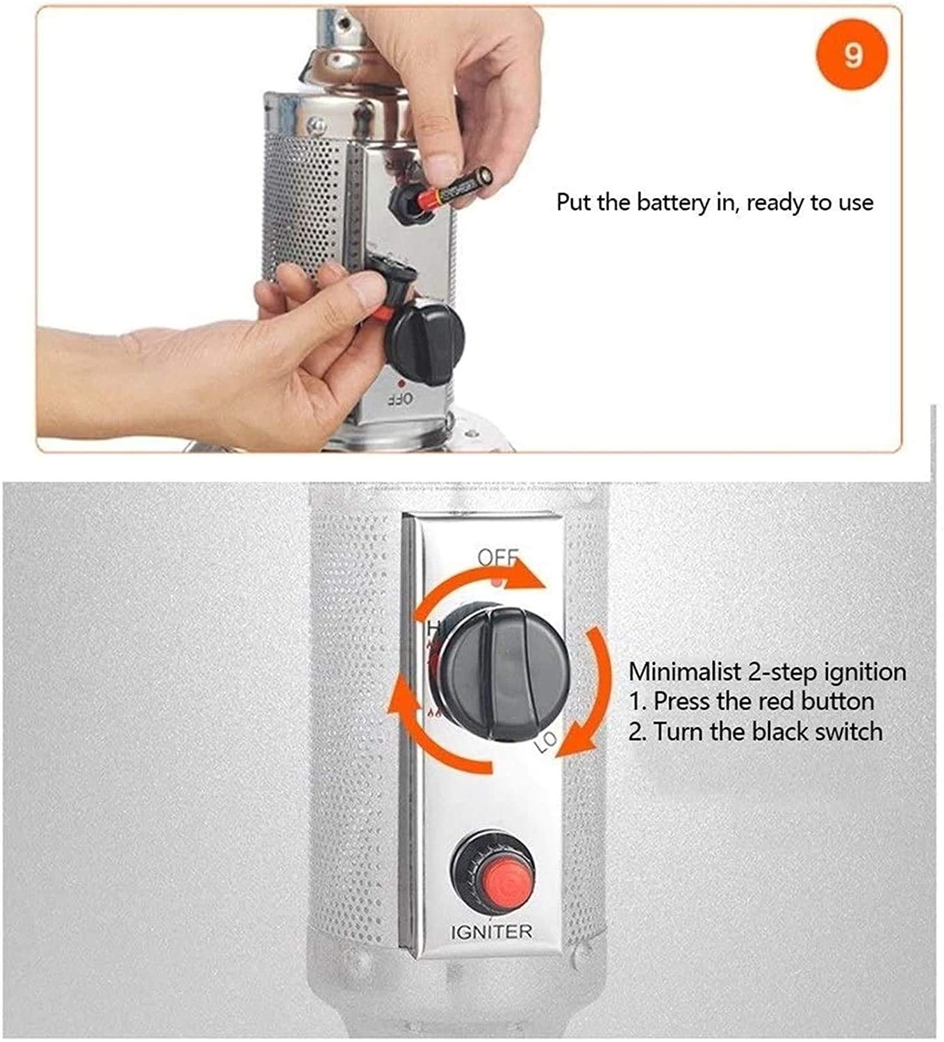 Riscaldatori da patio Riscaldatore da patio per esterni Lampada di calore portatile per esterni in acciaio inossidabile, riscaldatore indipendente regolabile Riscaldatori da giardino per patio (Colo