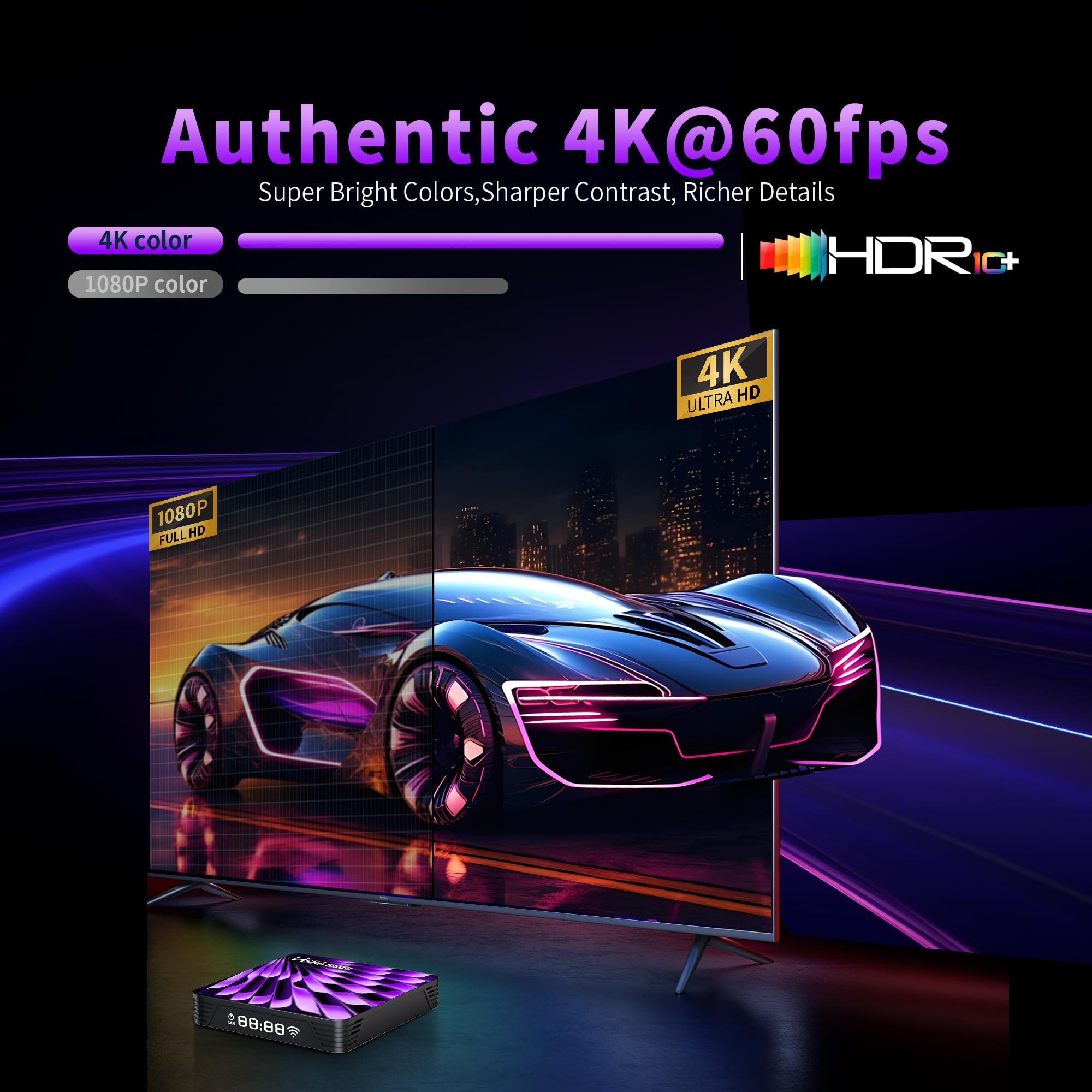 HS86 PRO14 TV Box Android 14.0 8K 2026 Box Android 2 GB RAM 16 GB ROM RK3518 Chipset, 2,4 GHz 5,0 GHz Doppio WiFi6 BT5 USB3.0 10/100 Ethernet HD HDR10+ Smart TV Box Internet con Telecomando Bluetooth