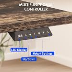 FLEXISPOT EN2 Bureau de standing entier avec bande d'alimentation de pince, 55 x 28 Bureau réglable en hauteur électrique avec gestion de câble (Cadre noir) + 55" Bureau Rustique Brown, 2 Emballages)