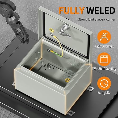 Miniatura 2 de Caja eléctrica impermeable IP65 para proyectos de interior y exterior, incluye placa de montaje y soporte de pared de 250 × 200 × 5.906 in