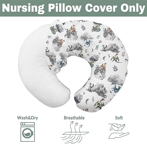 Miniatura 7 de Fundas de almohada de lactancia de dragones de acuarela para niños y niñas, diseño de alas de dragón de cuento de hadas, fundas de lactancia para