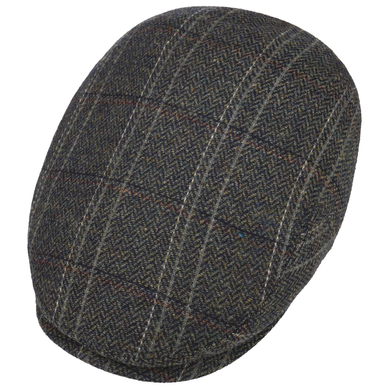 Lierys Melico Driver Virgin Wool Flat Cap Men Olive 7 5/8