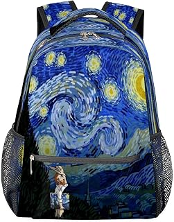 Mochila feminina com pintura de céu estrelado, mochila escolar para negócios, para estudantes com alça de ombro ajustável, mochila casual para viagem, acampamento, mochila para mulheres e homens, Multicor, Large