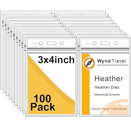 Pack of 100 Clear Plastic Name Tag Holder Holders for Fushing