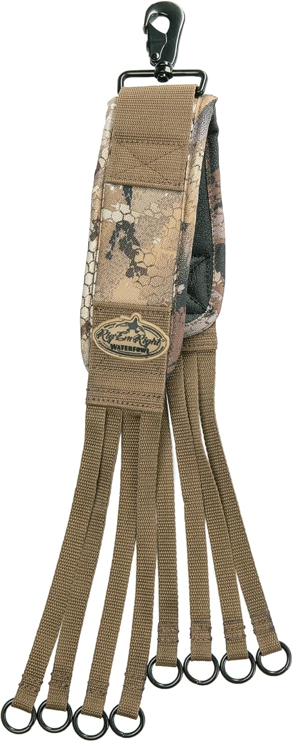 Rig'Em Right Waterfowl Non-Slip Leg Band Bird Hunting Game Strap with Leg Loop Style - Includes Heavy Duty Spring Clip and 8 Metal Cinch Rings