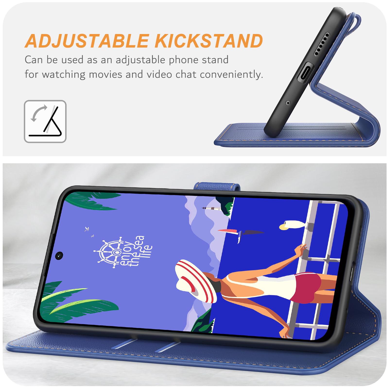 Ganbary Étui Cuir PU Premium à Rabat Pour Poco M6 4G / Redmi 13 4G - Portefeuille Avec Porte-Cartes Et Support - Noir Élégant