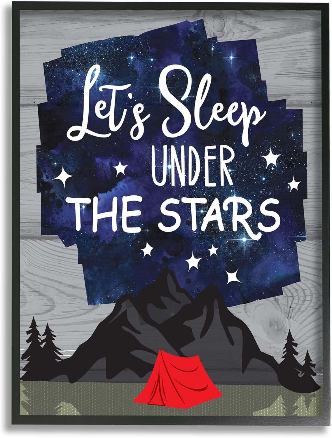 Stupell Industries Sleep Under the Stars Mountain Camping Tent Grain Pattern, Design by Linda Birtel