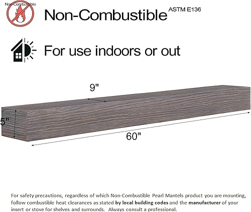 Miniatura 5 de Pearl Mantels ARYB60NCL - Estantería de mantel no combustible, Little River, 60 pulgadas de largo x 9 pulgadas de profundidad x 5 pulgadas de alto,