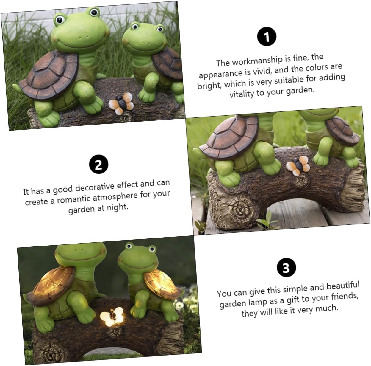 Resin Turtle Landscape Lamp Outdoor Garden Decor with Soft LED Light Practical Decorative Statue for Patio Courtyard Gift Friendly Animal Figurine