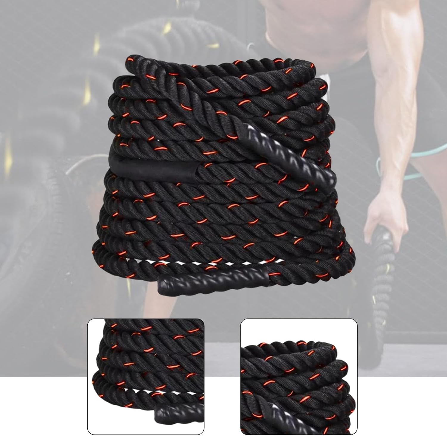 Qialexicon バトルロープ フィットネス エクササイズロープ 29.53フィート 戦闘用 屋外エクササイズ