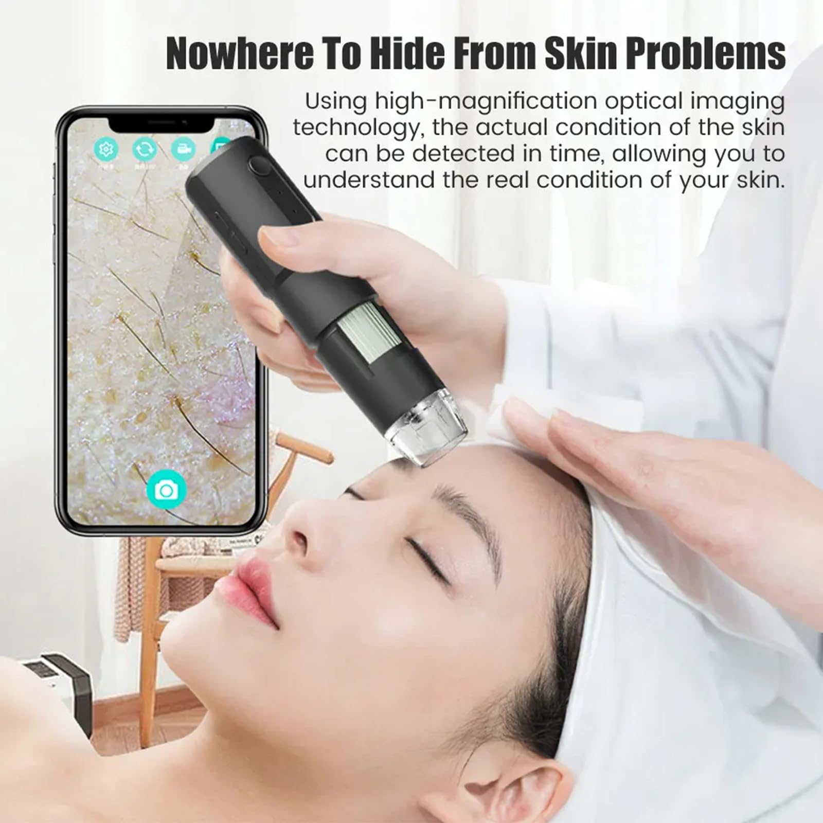 Jootoo Dermatoscopio Wireless Analizzatore della Pelle del Cuoio capelluto Macchina 1000X Analizzatore Viso e Corpo Microscopio elettronico Professione Sanitaria di Bellezza