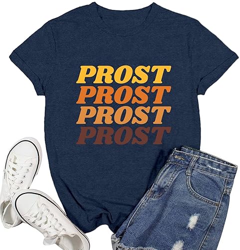 Women German Oktoberfest Shirts Funny Letter Print Prost T-Shirt Oktoberfest