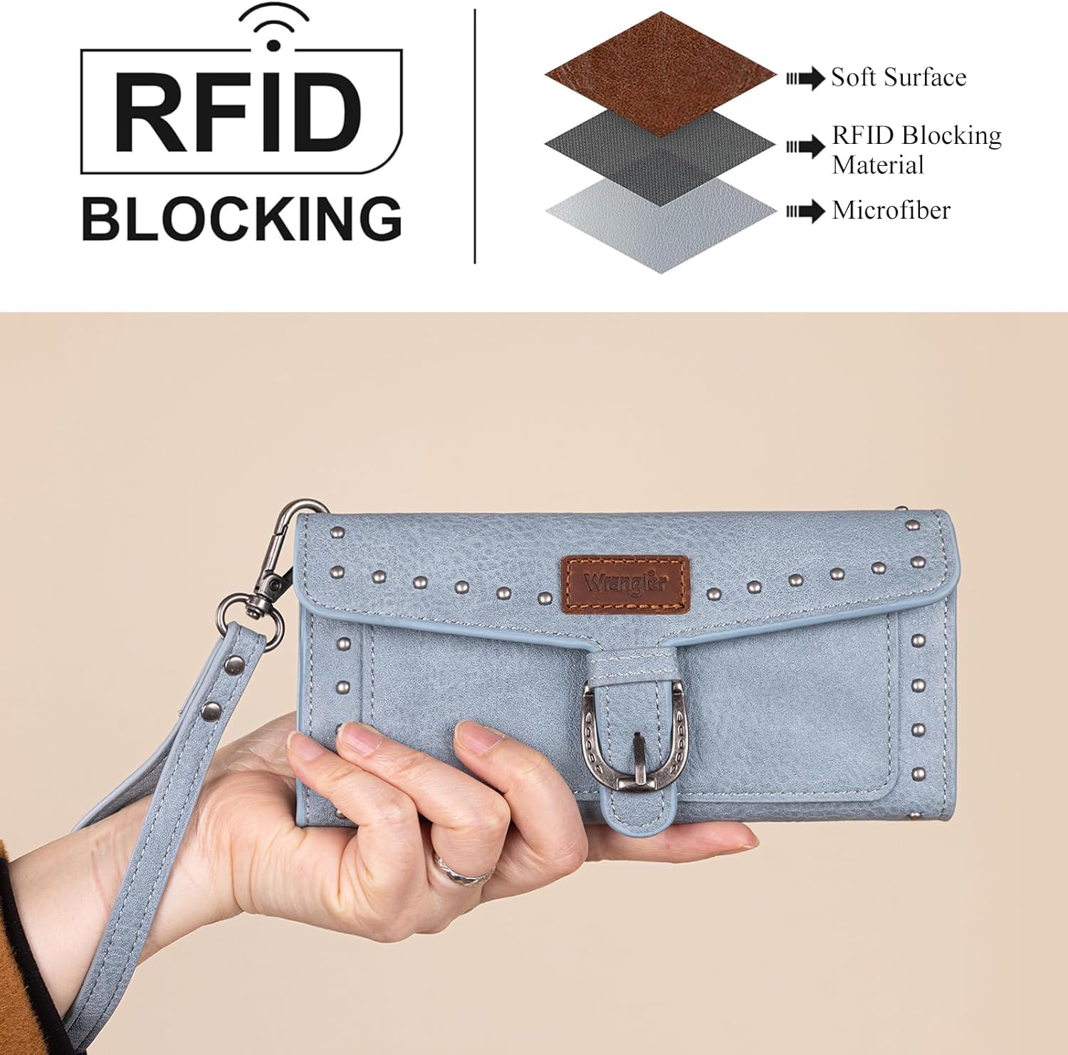 Montana West X Wrangler Womens Wallet Western Wristlet for Women Large Rfid Wallet with Detachable Credit Card Holder - Image 5