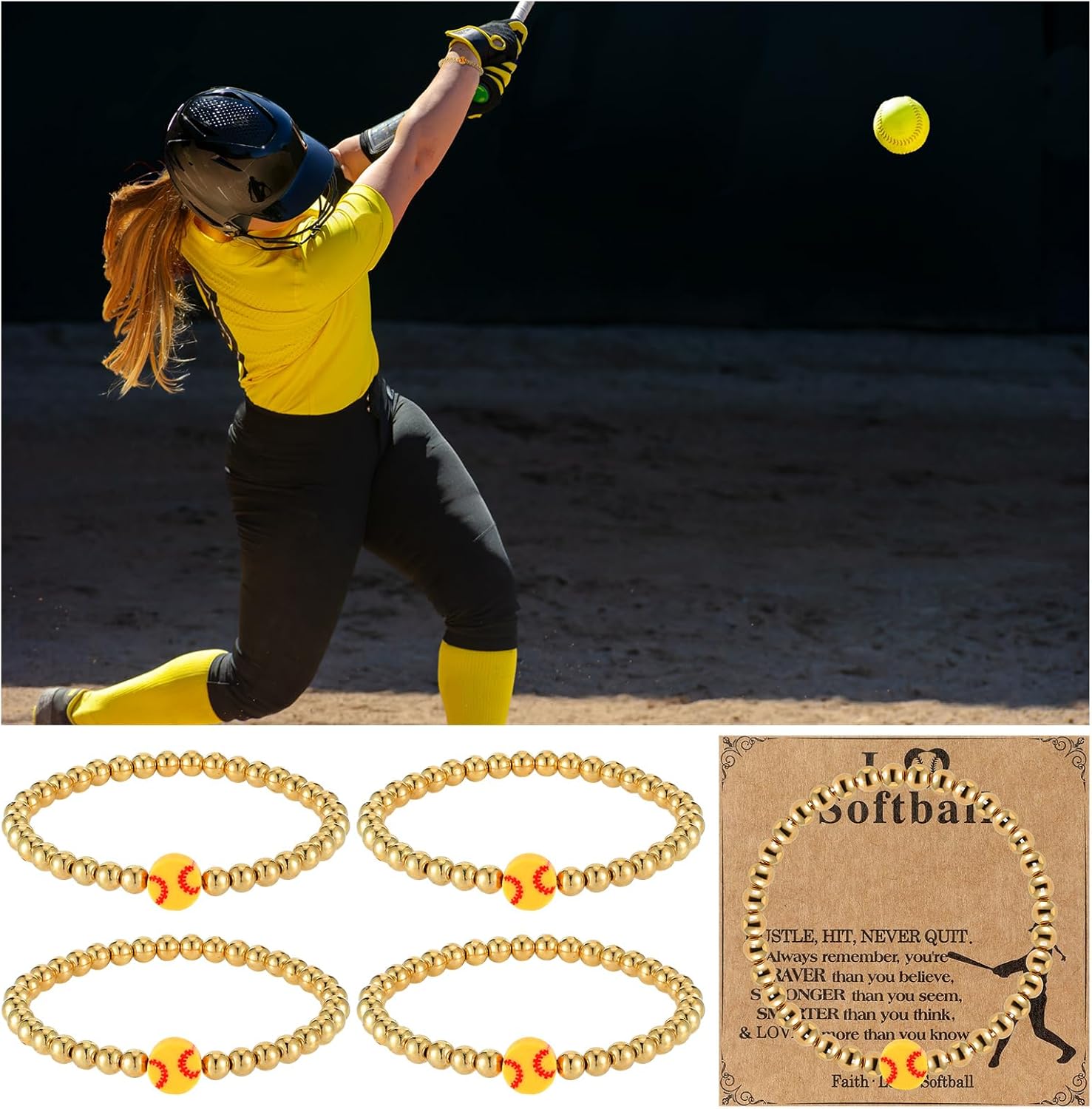 Tondiamo Softball Bracelet for Women Softball Party Favor Sport Pendant Team Gifts Senior Night Gift for Team Player Teen Group Ball Lover - Image 6