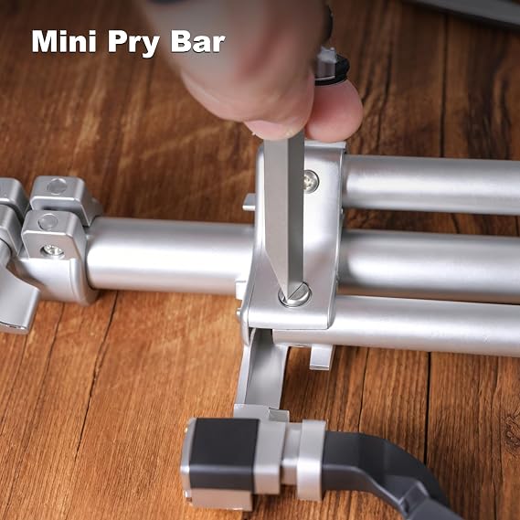 Pry Bar, Mini Pry Bar, EDC Pry Bar, Long Titanium Pocket Pry Bar with Stainless Steel Pocket Clip, Indexing Pry Bar with Built-In Ruler
