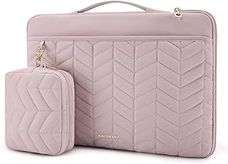 BAGSMART 15-16 inch Laptop Case with Handle, Puffy Padded Laptop Bag Sleeve for Women, Portable MacBook Air/Pro Case Compatible with Dell, HP, Lenovo, ASUS, Acer, Huawei Computer, Pink
