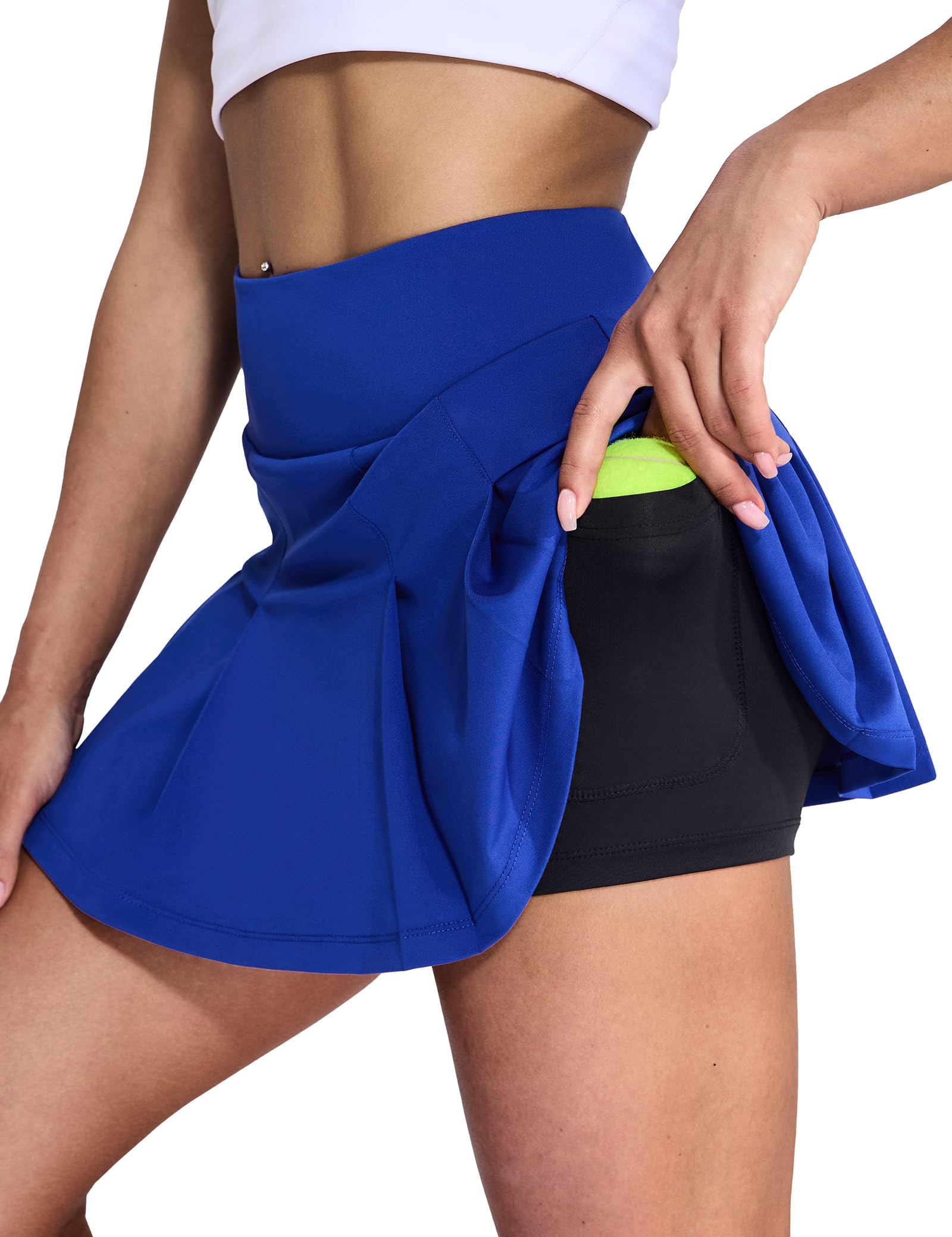 MIER Gonna da tennis da donna, a pieghe, con tasca interna, a vita alta, per corsa, allenamento, sport