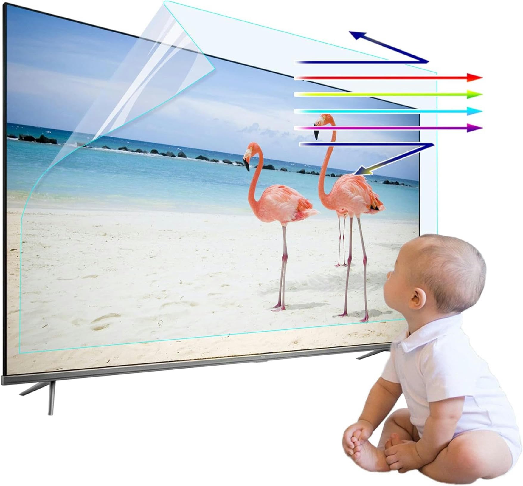 Protecteur d'écran de télévision 65 pouces anti-lumière bleue en PET 1440x809mm