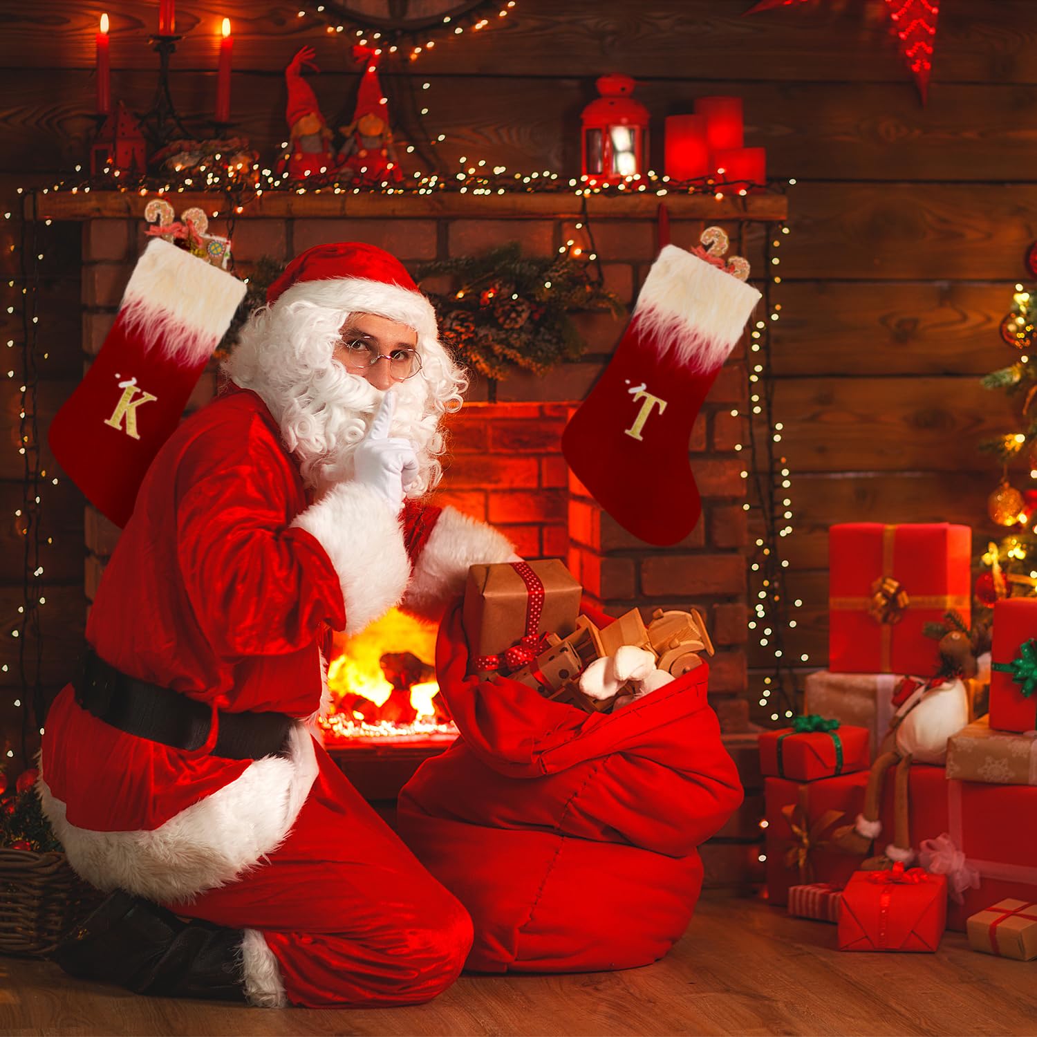 Calze Babbo Natale Calze Natalizie Personalizzate 50 Cm Maglia