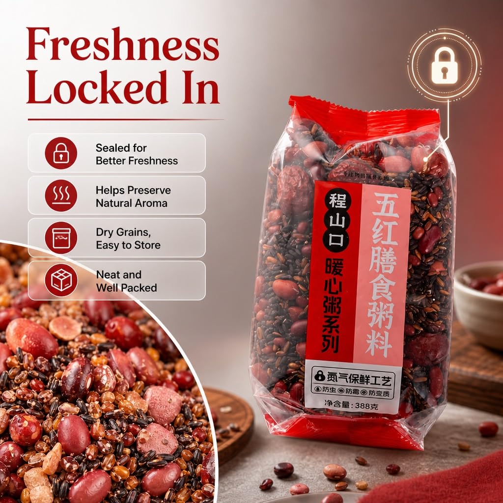 Miscela Di Porridge Misto Ai Cinque Cereali Rossi, Confezione Da 2, 388 G Ciascuno - Multicereali Ricchi Nutrienti For Colazione E Benessere, Facile Cucinare, Richiudibile