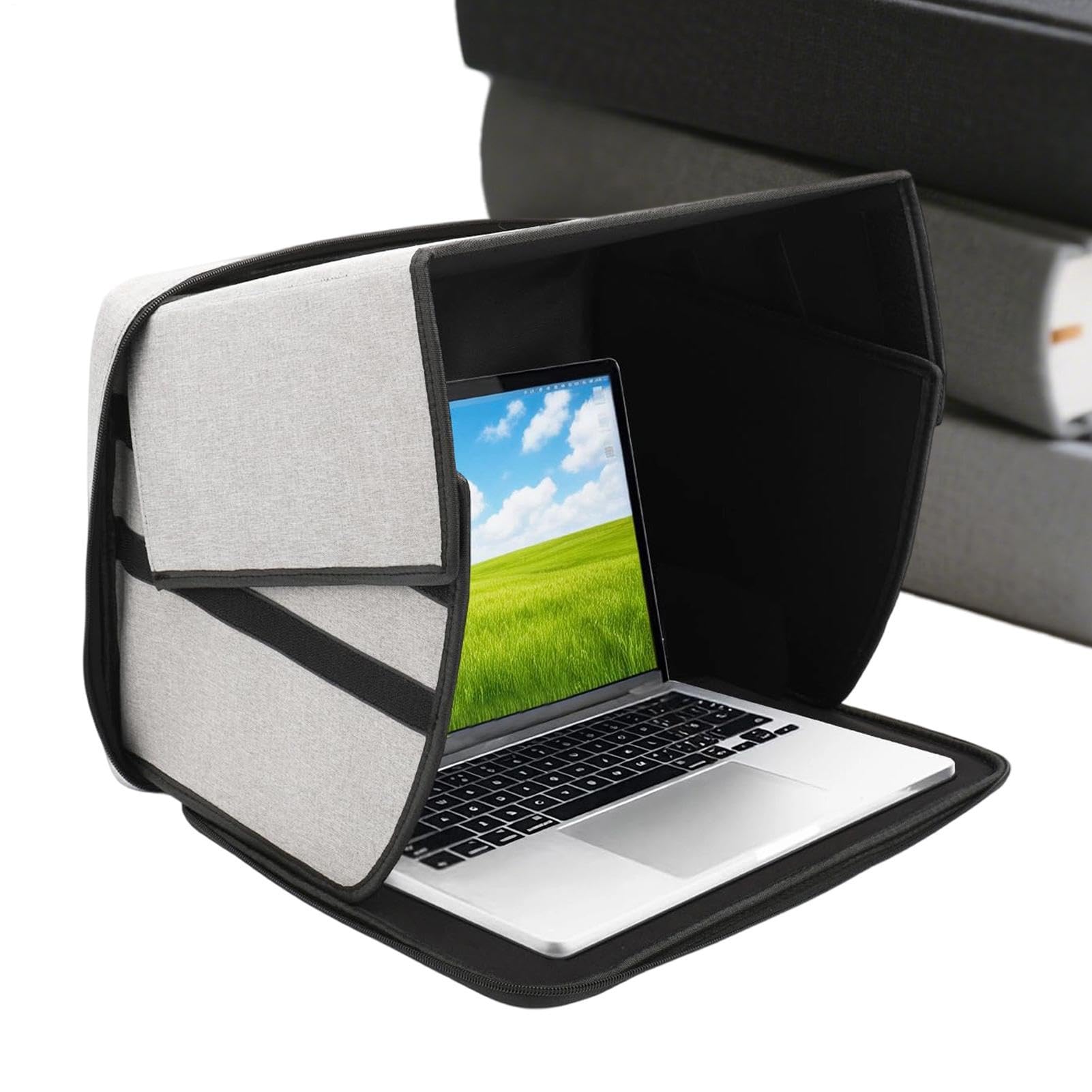 Generisch Osłona przeciwsłoneczna na laptopa do użytku na zewnątrz – składana osłona przeciwsłoneczna na laptopa – do kawiarni, biura, podróży służbowej, dojazdów, podróży, na taras