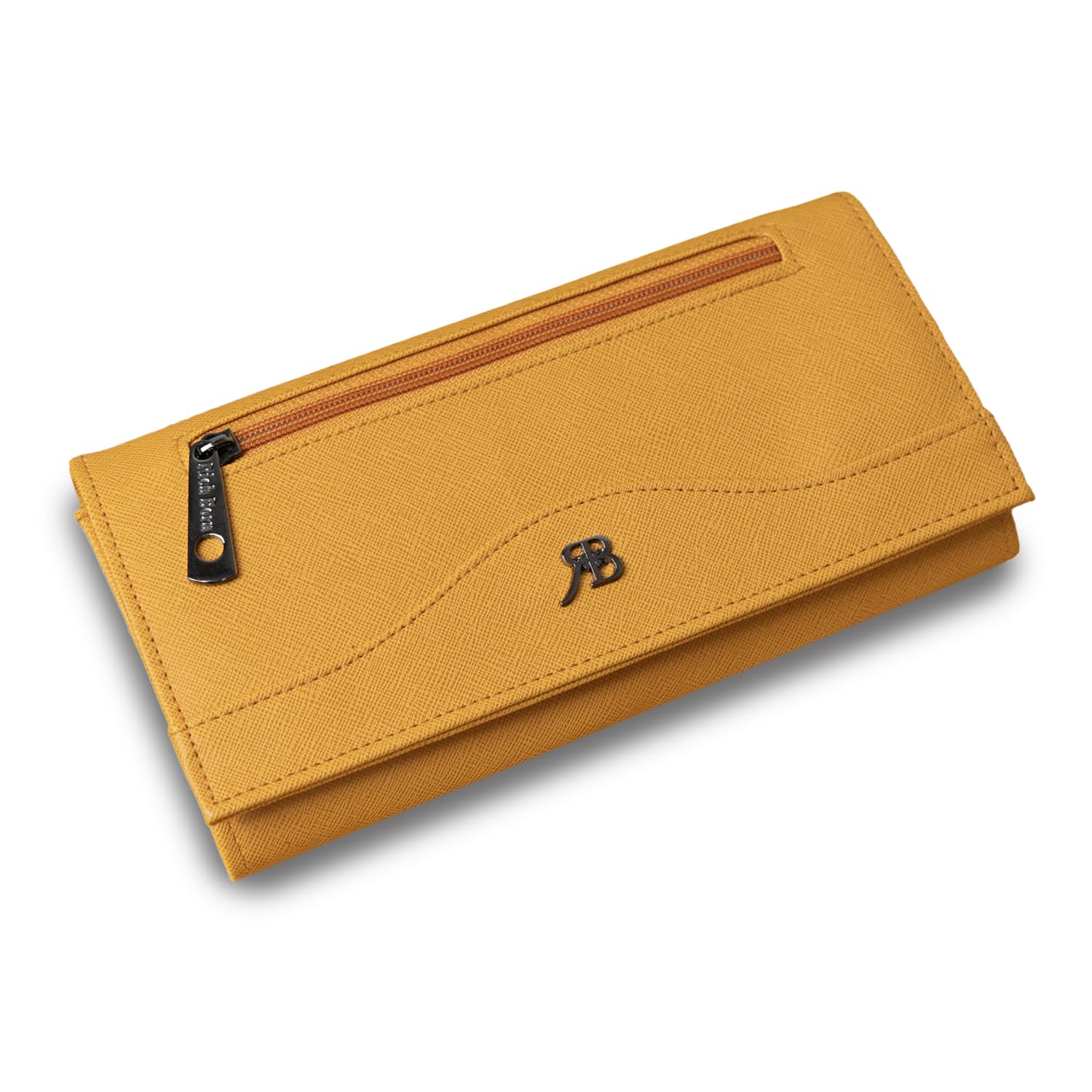 EasyZip Vegan Leather Wallet for Women | Elegant Long Ladies Clutch Purse with Multiple Zip Compartments Card Slots and Cash Sections | Stylish Wallet for Girls | Made in India (Yellow)-image-17