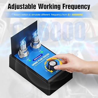 Automotive Spark Plug Tester Engine Ignition Spark Plugs Tester Analyzer 0 to 6000RPM Car Motorcycle Spark Plug Testers Tool for 12V Gasoline Vehicles Dual Holes 13MM Spark Plug Socket | Operating frequency: 0-6000 RPM, suitable for 12V gasoline vehicles, dual holes with 13mm diameter