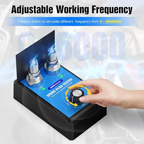 Automotive Spark Plug Tester Engine Ignition Spark Plugs Tester Analyzer 0 to 6000RPM Car Motorcycle Spark Plug Testers Tool for 12V Gasoline Vehicles Dual Holes 13MM Spark Plug Socket | Operating frequency: 0-6000 RPM, suitable for 12V gasoline vehicles, dual holes with 13mm diameter