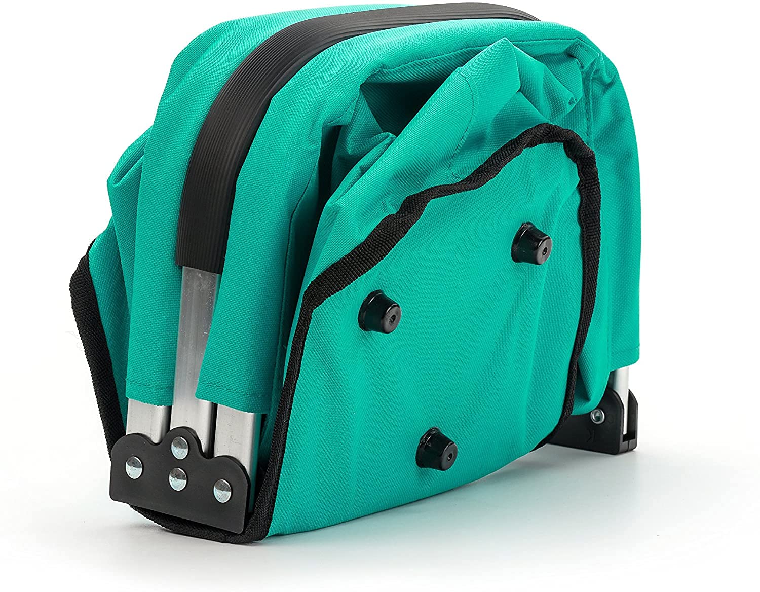 RSVP International MBAZ-T Panier de marché pliable Turquoise | Cadre en aluminium | Tissu polyester | Grand compartiment zippé | Rangement peu encombrant