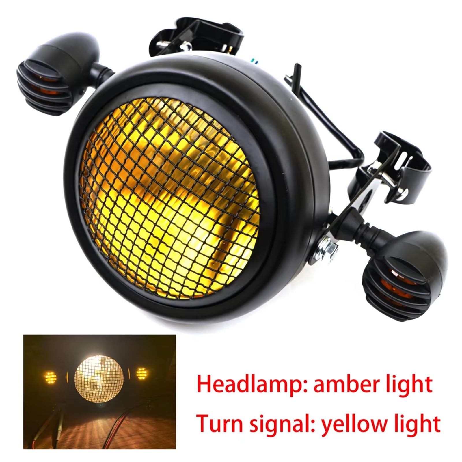 MESKEL Fari Anteriori Moto per Sportster per Cafe per Racer per Chopper per Bobber Faro Universale per Moto da 6,5 ​​"Faro A Testa Rotonda | Only Headlight
