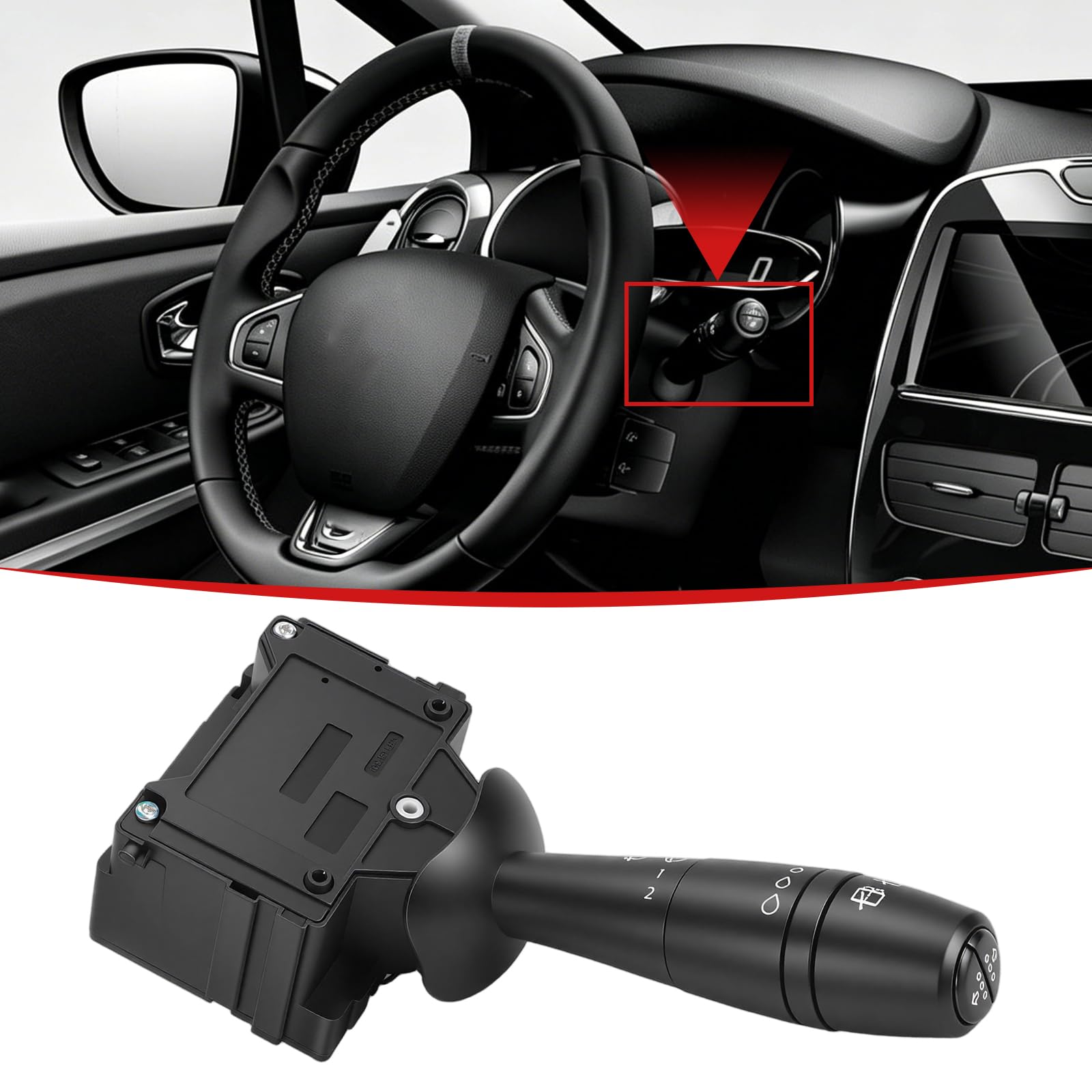 Commodo essuie Glace pour Clio 4 2012-2021Captur 1 2013- Trafic 3 2014-8201168013 Commande au Volant Lave vitre 251696 (13 pins)