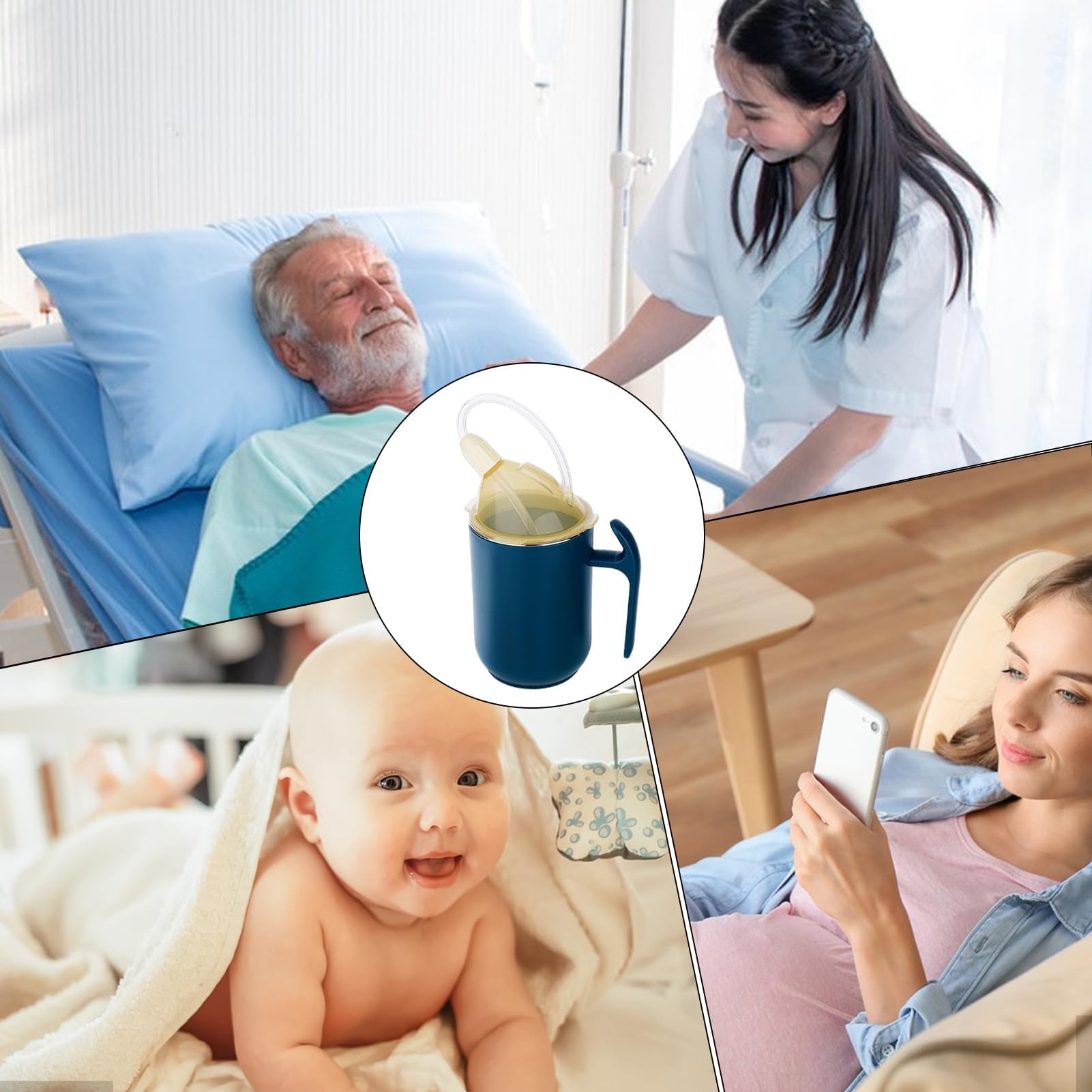 Tazza antigoccia per anziani, in acciaio inox, ergonomica, con coperchio, ideale per pazienti e caregiver, facile da usare e design sicuro