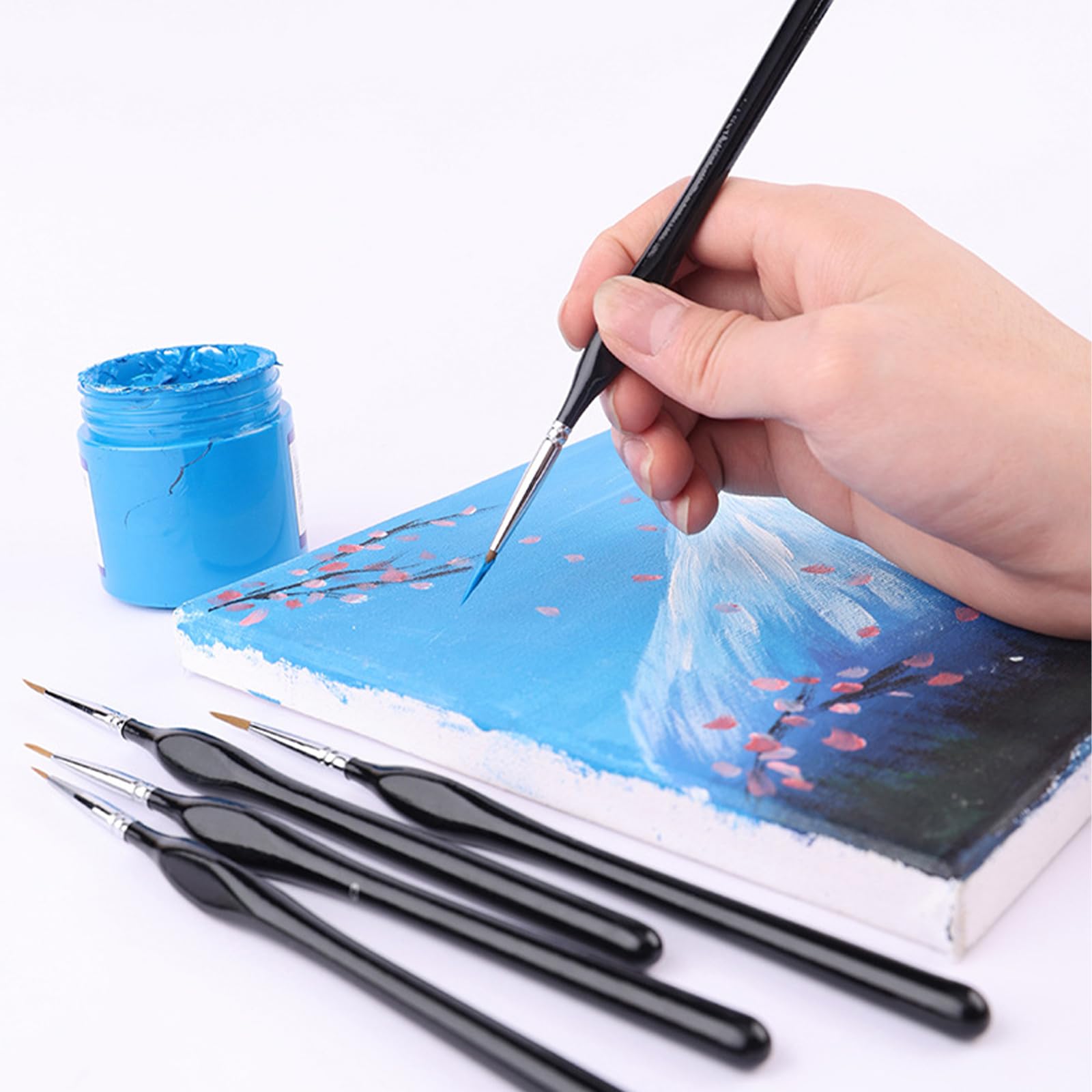 Set 6 Pinceaux Détail ILamdeetek - Poils Nylon - Pour Miniatures, Aquarelle, Acrylique, Nail Art - Manche Triangulaire