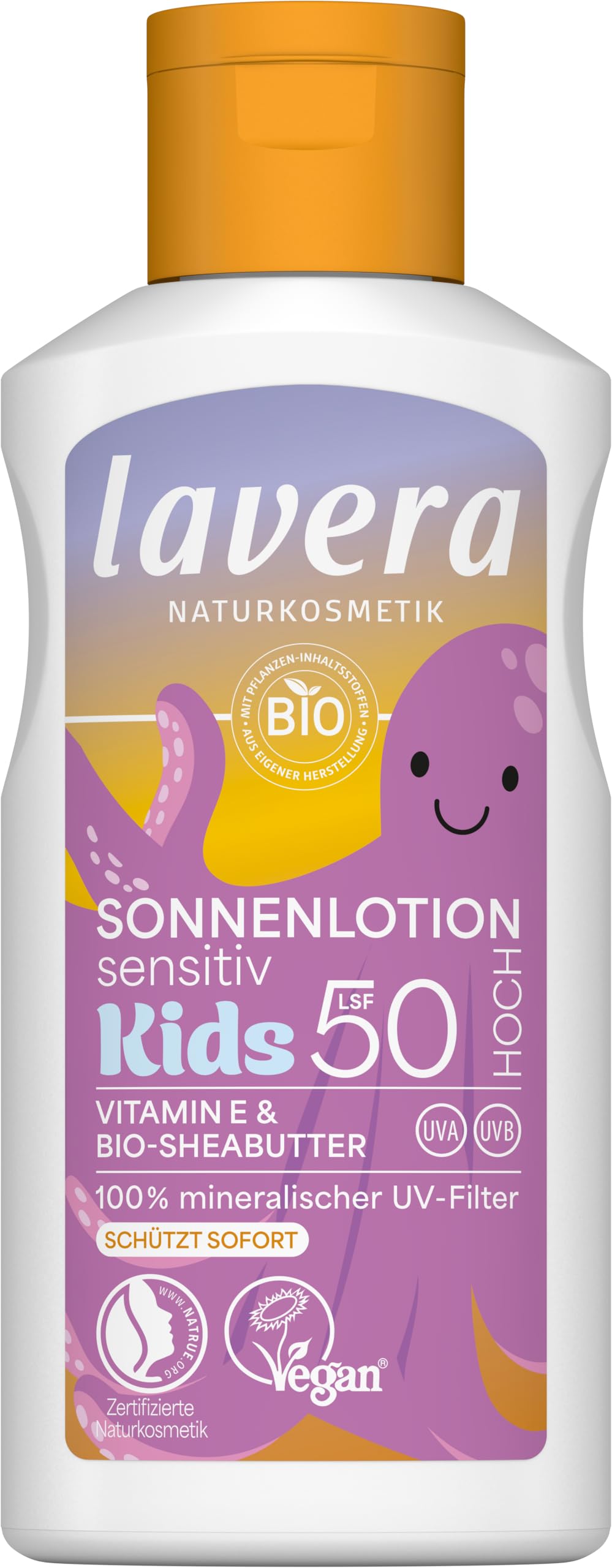 lavera Sonnenlotion Sensitiv KIDS LSF 50 - Sonnencreme für Kinder - ohne chemische UV-Filter - für sensible Haut - wasserfest - vegan - Naturkosmetik - 100 ml