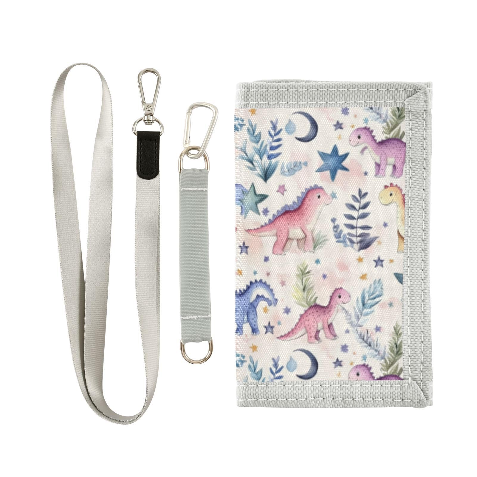 Wusikd Cartoon Dinosaurs Kids Wallet for Boys Girls Watercolor Toddler Trifold Wallet Novelty Wallet for Teens Women Men