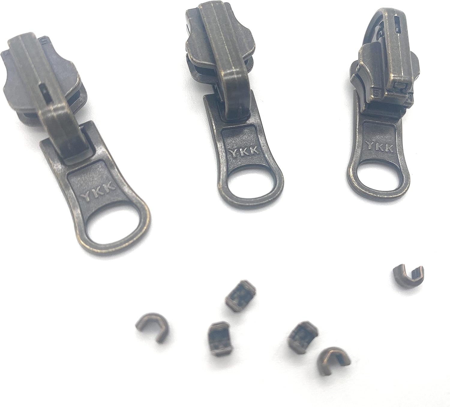 Zipper Repair Kit - #5 YKK Antique Brass Reversible Jacket Sliders with Bottom Stops Included - Choose Your Quantity - Made in The United States (20)