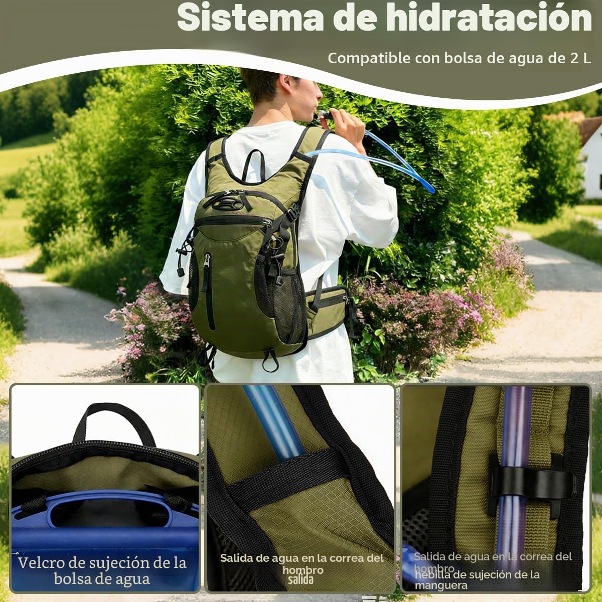 Mochila Senderismo 15 L Mochila Montaña Pequeña Transpirable con Correa de la Cintura Ajustables Mochila Ciclismo Ligera para Viajes Camping Running Ciclismo Deportes al Aire Libre