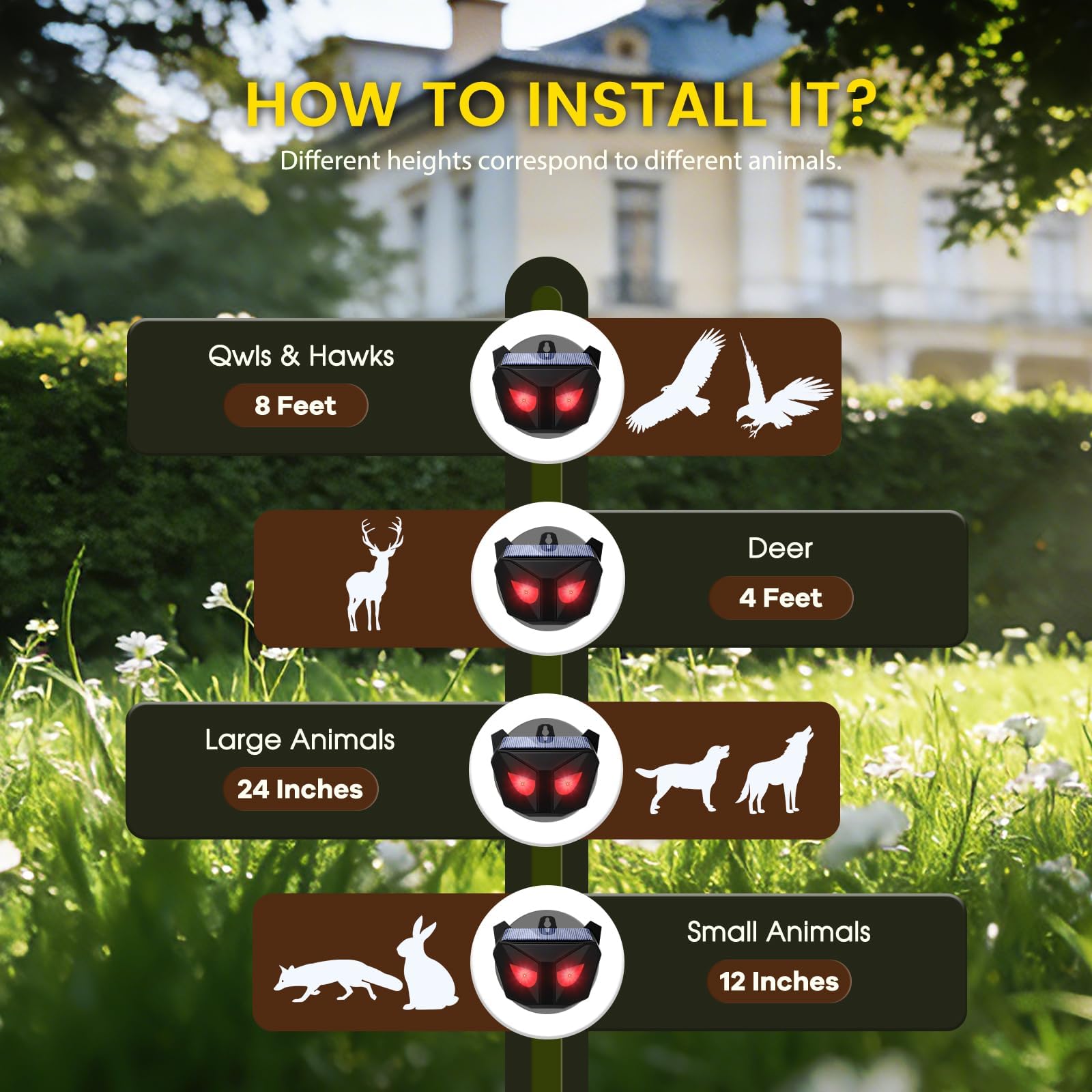 Repelente de Gatos por Ultrasonido, Ahuyentador de Gatos Solar para Jardín con Sensor y Luz Flash, Dispositivo de Repulsión para Exterior para Ahuyentar Gatos y Murciélagos